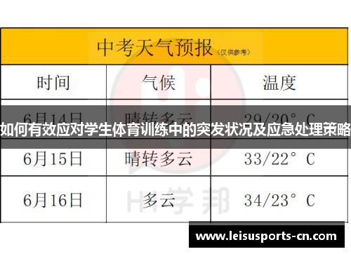 如何有效应对学生体育训练中的突发状况及应急处理策略